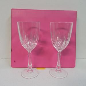 Set of Two Stemmed Crystal Glasses No Markings